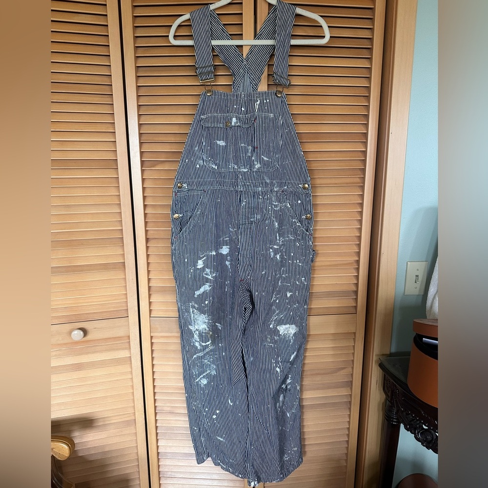 Vintage Blue Bell Railroad Stripe Painter Overalls • Workwear Carpenter Bib